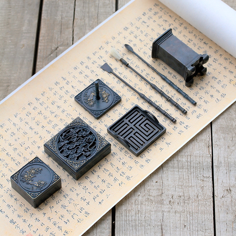 Xiang Seal Incense Burner Set Chinese Incense Set Oriental Carp